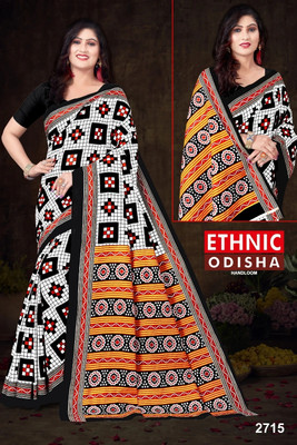 Ethnicsarees Printed Sambalpuri Pure Cotton Saree(Multicolor)
