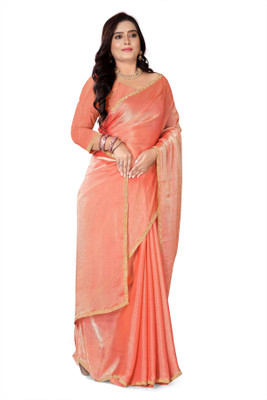 Mayank Solid/Plain Bollywood Jimmy choo Saree(Pink)