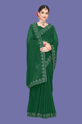 Shiv Febric Embellished Bollywood Georgette Saree(Green)