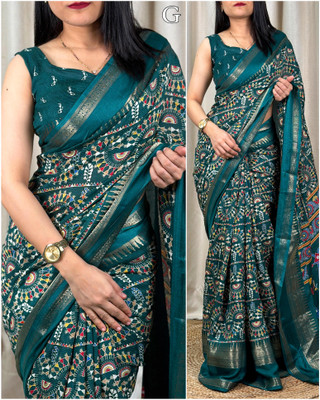 SAKHA DESIGNER Printed Bollywood Art Silk Saree(Multicolor)