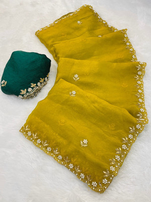 K 5 FASHION Solid/Plain Bollywood Chiffon Saree(Multicolor)