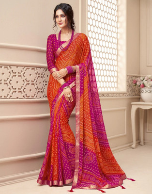 STYLEVEDA Printed Bollywood Georgette Saree(Orange)