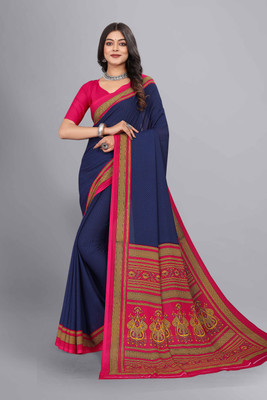 Vimla Printed Daily Wear Crepe Saree(Dark Blue)