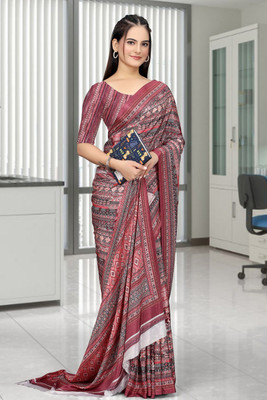 SAADHYA CREATION Embroidered, Solid/Plain Bollywood Crepe Saree(Beige)