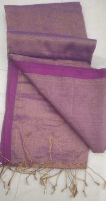 BiswasTextiles Self Design Tant Pure Cotton Saree(Purple)