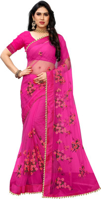 PATLANI STYLE Embroidered Bollywood Net Saree(Pink)