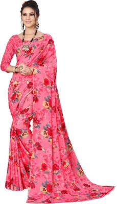 M.S.RETAIL Floral Print Bollywood Georgette Saree(Pink)