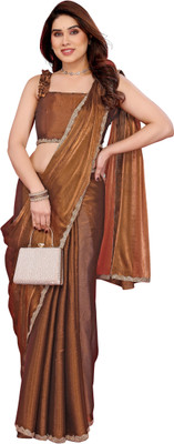 Dgdesigner Solid/Plain Bollywood Chiffon Saree(Cream)