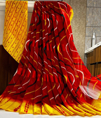 Bombey Velvat Fab Printed, Solid/Plain Kovai Mulmul, Chiffon Saree(Red)