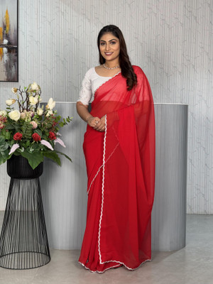 PATTARI Self Design Bollywood Georgette Saree(Red)