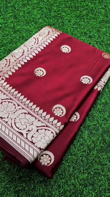 RUCHAA FASHION Woven, Self Design Banarasi Silk Blend Saree(Maroon)