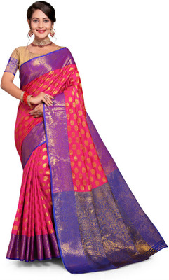 Jay fashion Self Design Banarasi Art Silk, Silk Blend Saree(Multicolor)