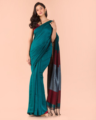 angoshobha Woven Handloom Pure Cotton Saree(Green)