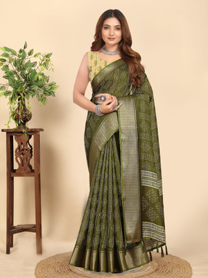 J6 Designers Applique Mysore Art Silk Saree(Green)