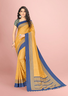 Vimla Printed Daily Wear Art Silk Saree(Blue, Yellow)