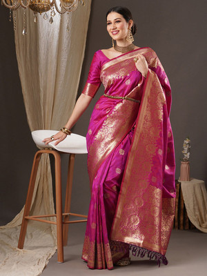 ANOUK Woven Banarasi Silk Blend Saree(Maroon)