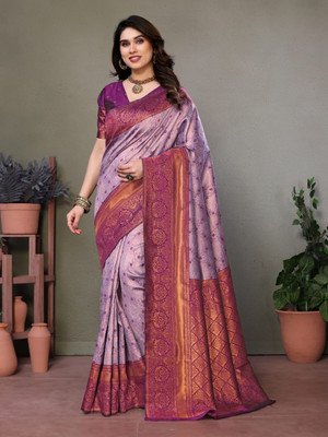 ADESHETHNICWEAR Self Design Banarasi Art Silk Saree(Purple)