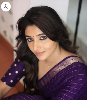 BADE SUHANE Checkered, Woven Bollywood Chiffon Saree(Purple)