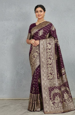 MADHAV Woven Banarasi Art Silk Saree(Maroon)