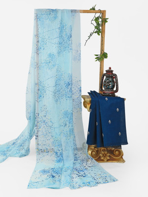 kaizen texo fab Digital Print Bollywood Organza Saree(Light Blue)