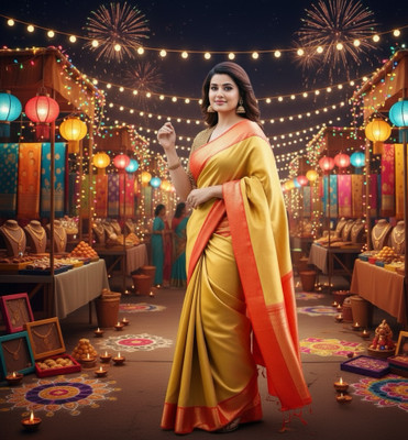 Tabib Embellished Bollywood Tissue Saree(Gold, Maroon, Red)