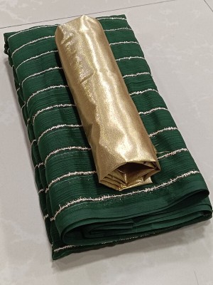 Angelsaree Striped Daily Wear Georgette Saree(Dark Green)