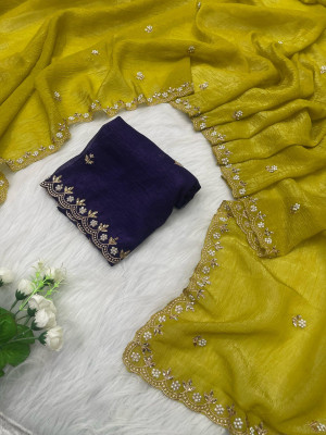 ADVIK CREATION Embellished Bollywood Chiffon Saree(Multicolor)