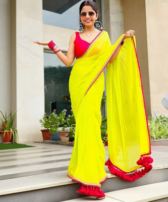 STARART Embellished Daily Wear Georgette Saree(Green)