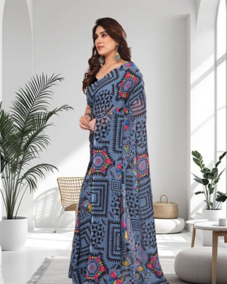 Jayu Printed Daily Wear Georgette Saree(Grey)