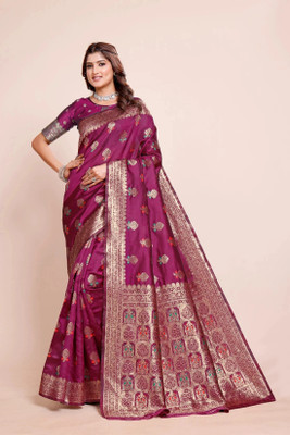 DHAYNAAND REEWA FASHION Woven Kalamkari Organza Saree(Maroon)