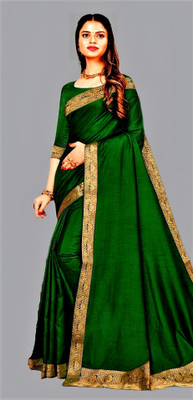 RADHA RANI TEXTILE Self Design, Solid/Plain Patola Art Silk, Jacquard Saree(Dark Green)