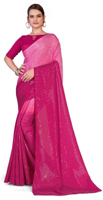 SUTRAM Self Design Bollywood Chiffon Saree(Pink)