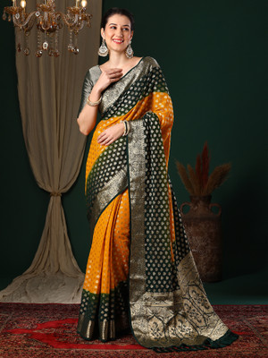 Divastri Woven Kanjivaram Georgette Saree(Yellow)