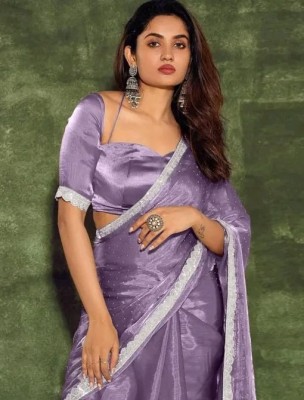 Snija Fashion Solid/Plain Bollywood Jute Silk Saree(Purple)