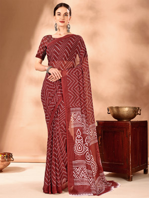 Leelavati Printed Daily Wear Chiffon Saree(Maroon)