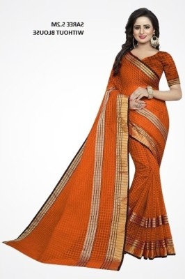 Saadhvi Digital Print Bandhani Cotton Blend Saree(Orange)