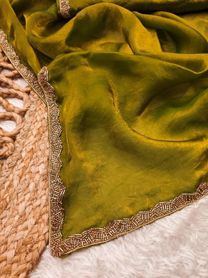 Saraswati Fab Embellished Bollywood Chiffon Saree(Light Green)