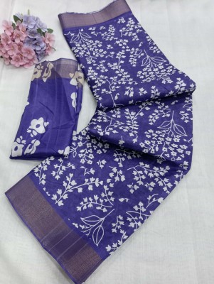 ASHTA Printed Kanjivaram Art Silk, Pure Silk Saree(Dark Blue)