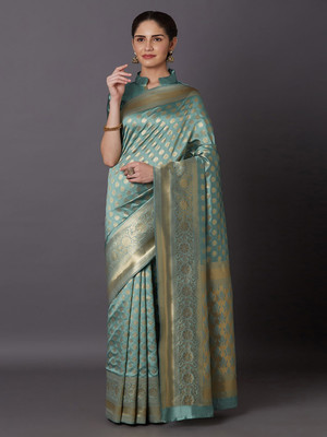 Aaradhya Creation Woven, Self Design Banarasi Jacquard Saree(Black)