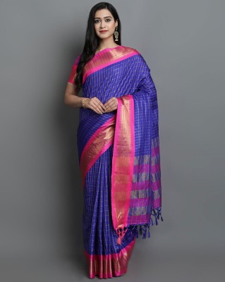 Fashion Club Collection Self Design, Checkered Bollywood Cotton Silk Saree(Pink)