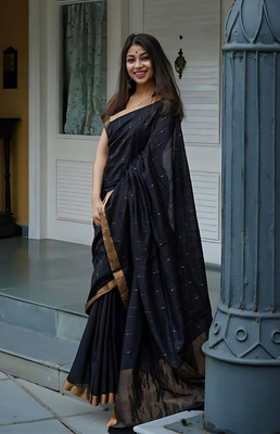 fosgen etp Self Design Kanjivaram Pure Silk Saree(Black)