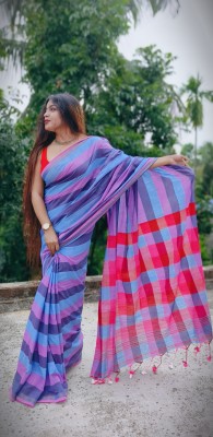 sdn Woven Handloom Handloom Pure Cotton Saree(Light Blue, Red)