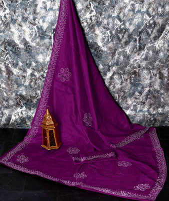 Aryavart Empire Solid/Plain Saree with Attached Blouse Georgette Saree(Purple)