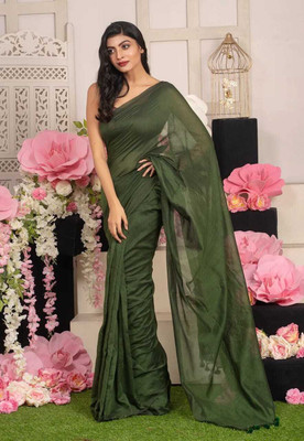 Maku Self Design, Solid/Plain Handloom Pure Cotton Saree(Purple)