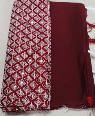 HouseOfCommon Solid/Plain Bollywood Georgette Saree(Maroon)