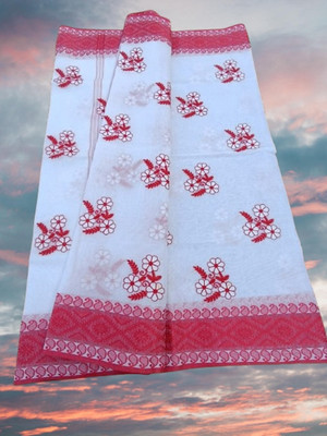 Happy Creation Woven Jamdani Handloom Cotton Blend Saree(Multicolor)