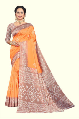 Vimalnath Synthetics Printed Daily Wear Art Silk Saree(Orange)