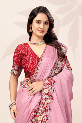 Brahmani Creation Printed Bandhani Georgette Saree(Pink)