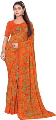 Ridham fashion Embroidered Bollywood Georgette Saree(Orange)