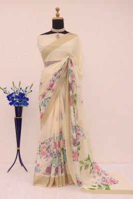 APERA Dyed Bollywood Art Silk Saree(Cream)